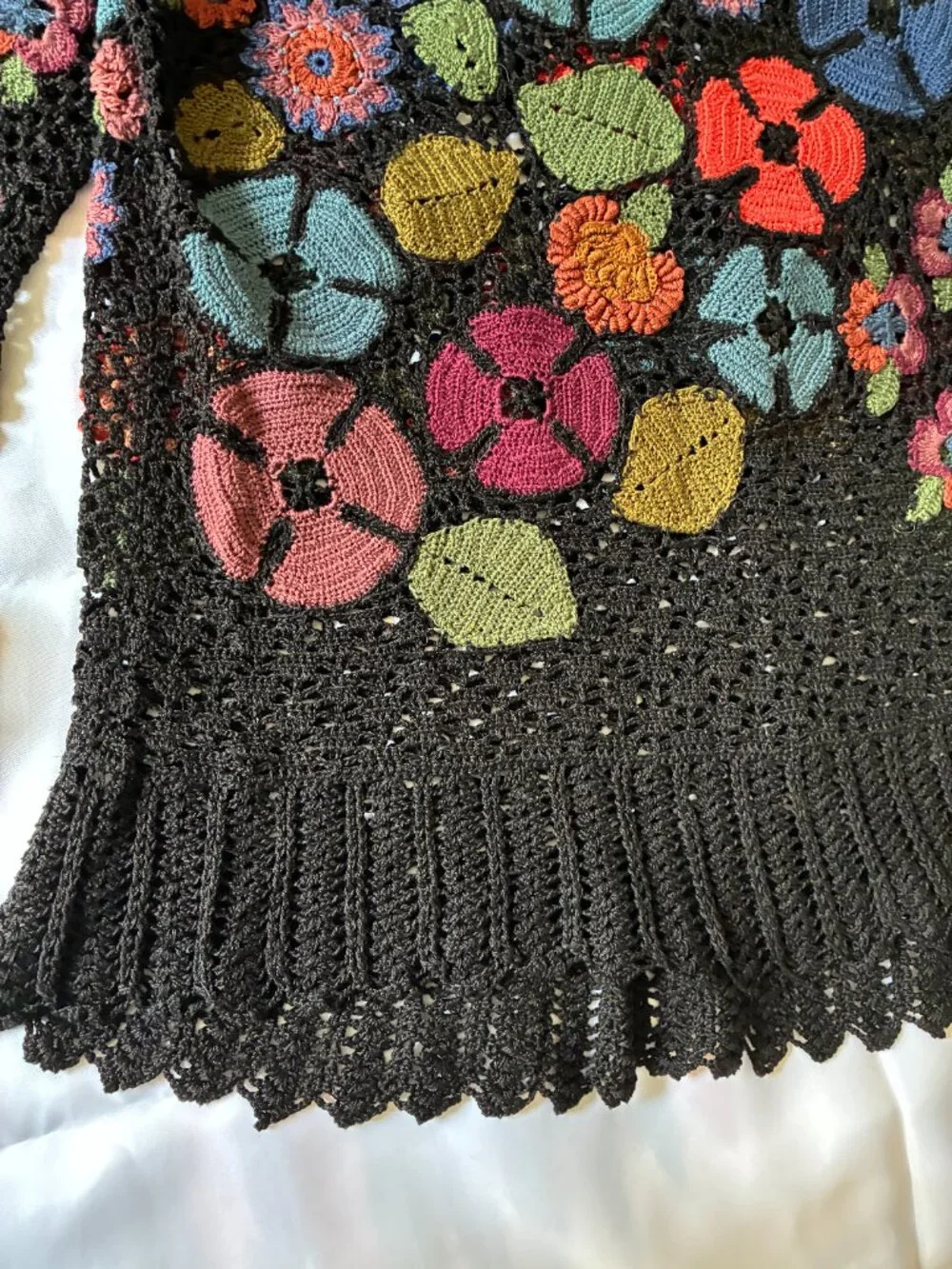 Peruvian Connection Millefiori Wildflower Hand-crocheted Sweater - Picture 4 of 14